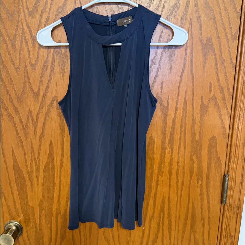 Crosby Navy Sleeveless Blouse